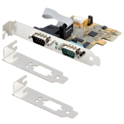 Picture of StarTech.com 2-Port PCI Express Serial Card, Dual Port PCIe to RS232 (DB9) Serial Card, 16C1050 UART, Standard or Low Profile Brackets, COM Retention, For Windows & Linux