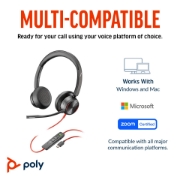 Picture of POLY Blackwire 8225 Stereo Microsoft Teams Certified USB-C Headset +USB-C/A Adapter