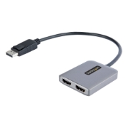 Picture of StarTech.com DP to Dual HDMI MST HUB - Dual HDMI 4K 60Hz - DisplayPort Multi Monitor Adapter with 1ft / 30cm cable - DP 1.4 Multi Stream Transport Hub, DSC | HBR3 - DP to HDMI Splitter