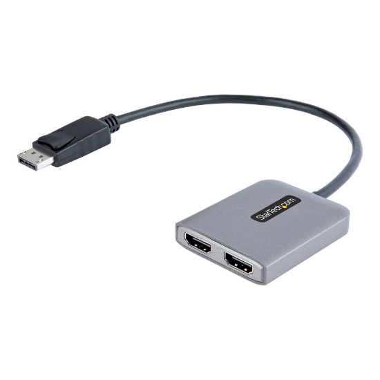 Picture of StarTech.com DP to Dual HDMI MST HUB - Dual HDMI 4K 60Hz - DisplayPort Multi Monitor Adapter with 1ft / 30cm cable - DP 1.4 Multi Stream Transport Hub, DSC | HBR3 - DP to HDMI Splitter