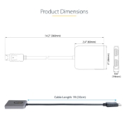 Picture of StarTech.com DP to Dual HDMI MST HUB - Dual HDMI 4K 60Hz - DisplayPort Multi Monitor Adapter with 1ft / 30cm cable - DP 1.4 Multi Stream Transport Hub, DSC | HBR3 - DP to HDMI Splitter