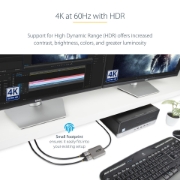 Picture of StarTech.com DP to Dual HDMI MST HUB - Dual HDMI 4K 60Hz - DisplayPort Multi Monitor Adapter with 1ft / 30cm cable - DP 1.4 Multi Stream Transport Hub, DSC | HBR3 - DP to HDMI Splitter