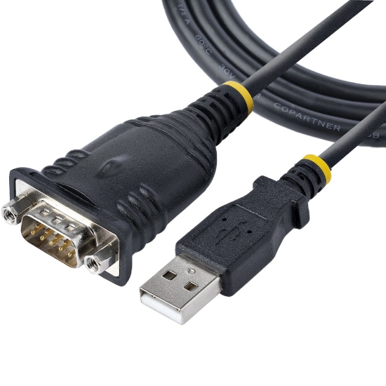 Picture of StarTech.com 3ft (1m) USB to Serial Cable, DB9 Male RS232 to USB Converter, Prolific IC, USB to Serial Adapter for PLC/Printer/Scanner/Switch, USB to COM Port Adapter, Windows/Mac