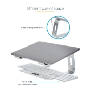 Picture of StarTech.com Laptop Stand for Desk, Supports 5kg/11lb, Aluminum, Silver, Ergonomic Laptop Riser, Portable Laptop Holder, Computer Stand for Macbook Air/Pro, Dell XPS, Lenovo