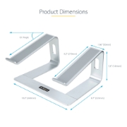 Picture of StarTech.com Laptop Stand for Desk, Supports 5kg/11lb, Aluminum, Silver, Ergonomic Laptop Riser, Portable Laptop Holder, Computer Stand for Macbook Air/Pro, Dell XPS, Lenovo