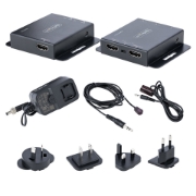 Picture of StarTech.com 4K HDMI Extender over CAT6/CAT5 Ethernet Cable, 4K 30Hz or 1080p 60Hz Video Extender, HDMI over Ethernet Cable, HDMI Transmitter and Receiver Kit, IR Remote Control