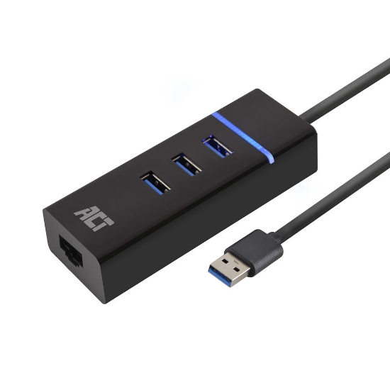 Picture of ACT USB hub 3.0 3 port USB-A, Gigabit ethernet