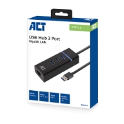 Picture of ACT USB hub 3.0 3 port USB-A, Gigabit ethernet