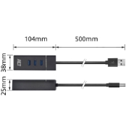 Picture of ACT USB hub 3.0 3 port USB-A, Gigabit ethernet