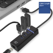 Picture of ACT USB hub 3.0 3 port USB-A, Gigabit ethernet