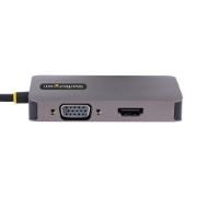 Picture of StarTech.com USB C Video Adapter, USB C to HDMI DVI VGA Adapter, Up to 4K 60Hz, Aluminum, Multiport Video Display Adapter, Thunderbolt 3 / 4 Compatible, USB Type C Travel Adapter