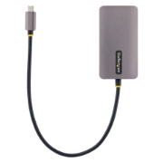 Picture of StarTech.com USB C Video Adapter, USB C to HDMI DVI VGA Adapter, Up to 4K 60Hz, Aluminum, Multiport Video Display Adapter, Thunderbolt 3 / 4 Compatible, USB Type C Travel Adapter