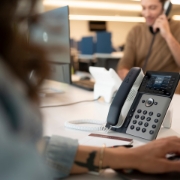 Picture of POLY Edge E300 IP Phone and PoE-enabled