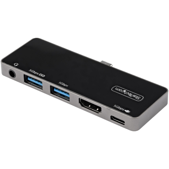 Picture of StarTech.com USB C Multiport Adapter - USB-C to 4K 60Hz HDMI 2.0, 100W Power Delivery Pass-Through Charging, 3-Port USB 3.0 Hub, Audio - USB-C Mini Dock - Portable USB Type-C Travel Dock