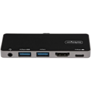 Picture of StarTech.com USB C Multiport Adapter - USB-C to 4K 60Hz HDMI 2.0, 100W Power Delivery Pass-Through Charging, 3-Port USB 3.0 Hub, Audio - USB-C Mini Dock - Portable USB Type-C Travel Dock