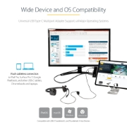 Picture of StarTech.com USB C Multiport Adapter - USB-C to 4K 60Hz HDMI 2.0, 100W Power Delivery Pass-Through Charging, 3-Port USB 3.0 Hub, Audio - USB-C Mini Dock - Portable USB Type-C Travel Dock