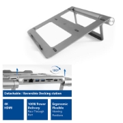 Picture of ACT Laptop stand aluminium, stepless height adjustable, detachable USB-C docking station
