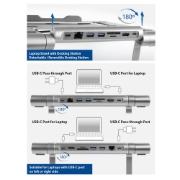 Picture of ACT Laptop stand aluminium, stepless height adjustable, detachable USB-C docking station