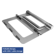 Picture of ACT Laptop stand aluminium, stepless height adjustable, detachable USB-C docking station