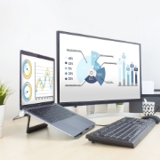 Picture of ACT Laptop stand aluminium, stepless height adjustable, detachable USB-C docking station