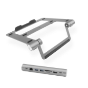 Picture of ACT Laptop stand aluminium, stepless height adjustable, detachable USB-C docking station