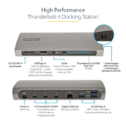 Picture of StarTech.com Thunderbolt 4 Dock, 96W Power Delivery, Single 8K/Dual Monitor 4K 60Hz, 3xTB4/USB4 ports, 4xUSB-A, SD, GbE, Thunderbolt 4 Docking Station for Windows or TB3 MacBook, 0.8m Cable