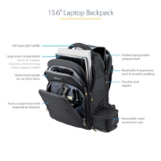Picture of StarTech.com 15.6" Laptop Backpack with Removable Accessory Organizer Case - Professional IT Tech Backpack for Work/Travel/Commute - Ergonomic Computer Bag - Durable Ballistic Nylon - Notebook/Tablet Pockets