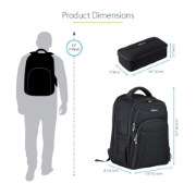 Picture of StarTech.com 15.6" Laptop Backpack with Removable Accessory Organizer Case - Professional IT Tech Backpack for Work/Travel/Commute - Ergonomic Computer Bag - Durable Ballistic Nylon - Notebook/Tablet Pockets