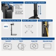 Picture of ACT Monitor arm 27" office, free standing with gas spring, crossbar, 2 monitors