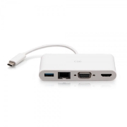 Picture of C2G USB-C® to HDMI®, VGA, USB-A, and RJ45 Multiport Adapter - 4K 30Hz - White