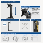 Picture of ACT Monitor arm 32" office, free standing with gas spring, 1 monitor