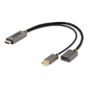 Picture of StarTech.com 1ft (30cm) HDMI to DisplayPort Adapter Cable, Active 4K 60Hz HDMI 2.0 to DP 1.2 Converter, HDR, USB Bus Powered, HDMI Source to DisplayPort Monitor for Laptops/PC
