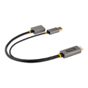 Picture of StarTech.com 1ft (30cm) HDMI to DisplayPort Adapter Cable, Active 4K 60Hz HDMI 2.0 to DP 1.2 Converter, HDR, USB Bus Powered, HDMI Source to DisplayPort Monitor for Laptops/PC