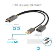 Picture of StarTech.com 1ft (30cm) HDMI to DisplayPort Adapter Cable, Active 4K 60Hz HDMI 2.0 to DP 1.2 Converter, HDR, USB Bus Powered, HDMI Source to DisplayPort Monitor for Laptops/PC