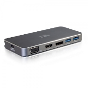 Picture of C2G USB-C[R] Dual Display MST Docking Station with HDMI[R], DisplayPort[TM], VGA and Power Delivery up to 65W - 4K 30Hz