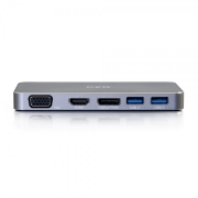 Picture of C2G USB-C[R] Dual Display MST Docking Station with HDMI[R], DisplayPort[TM], VGA and Power Delivery up to 65W - 4K 30Hz