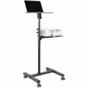 Picture of StarTech.com Mobile Projector and Laptop Stand/Cart - Heavy Duty Portable Projector Stand (2 Shelves, hold 22lb/10kg each) - Height Adjustable Rolling Presentation Cart w/Lockable Wheels