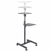 Picture of StarTech.com Mobile Projector and Laptop Stand/Cart - Heavy Duty Portable Projector Stand (2 Shelves, hold 22lb/10kg each) - Height Adjustable Rolling Presentation Cart w/Lockable Wheels