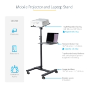 Picture of StarTech.com Mobile Projector and Laptop Stand/Cart - Heavy Duty Portable Projector Stand (2 Shelves, hold 22lb/10kg each) - Height Adjustable Rolling Presentation Cart w/Lockable Wheels