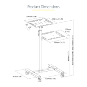 Picture of StarTech.com Mobile Projector and Laptop Stand/Cart - Heavy Duty Portable Projector Stand (2 Shelves, hold 22lb/10kg each) - Height Adjustable Rolling Presentation Cart w/Lockable Wheels