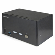 Picture of StarTech.com 2 Port Triple Monitor DisplayPort KVM Switch - 4K 60Hz UHD HDR - Desktop DP 1.2 KVM with 2 Port USB 3.0 Hub (5Gbps) & 4x USB 2.0 HID Ports, Audio - Hotkey Switching - TAA