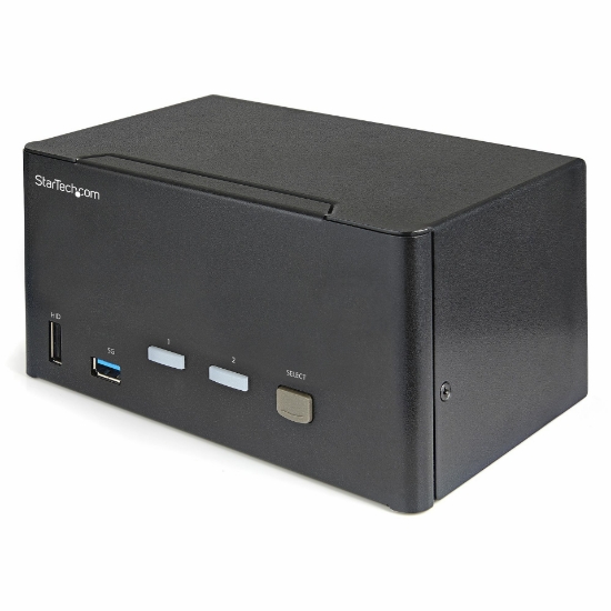 Picture of StarTech.com 2 Port Triple Monitor DisplayPort KVM Switch - 4K 60Hz UHD HDR - Desktop DP 1.2 KVM with 2 Port USB 3.0 Hub (5Gbps) & 4x USB 2.0 HID Ports, Audio - Hotkey Switching - TAA