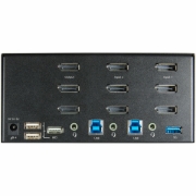 Picture of StarTech.com 2 Port Triple Monitor DisplayPort KVM Switch - 4K 60Hz UHD HDR - Desktop DP 1.2 KVM with 2 Port USB 3.0 Hub (5Gbps) & 4x USB 2.0 HID Ports, Audio - Hotkey Switching - TAA
