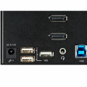 Picture of StarTech.com 2 Port Triple Monitor DisplayPort KVM Switch - 4K 60Hz UHD HDR - Desktop DP 1.2 KVM with 2 Port USB 3.0 Hub (5Gbps) & 4x USB 2.0 HID Ports, Audio - Hotkey Switching - TAA