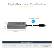 Picture of StarTech.com USB C to Mini DisplayPort Adapter - 4K 60Hz USB-C to mDP Adapter Dongle - USB Type-C to Mini DP Monitor - Video Converter - Works w/Thunderbolt 3-12" Long Attached Cable - Upgraded Version of CDP2MDP