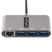 Picture of StarTech.com 3-Port USB-C Hub with Ethernet - 3x USB-A - Gigabit Ethernet - USB 3.0 5Gbps - Bus-Powered - 1ft/30cm Long USB Type-C Host Cable - GbE - Portable USB-C to USB-A Hub