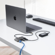Picture of StarTech.com 3-Port USB-C Hub with Ethernet - 3x USB-A - Gigabit Ethernet - USB 3.0 5Gbps - Bus-Powered - 1ft/30cm Long USB Type-C Host Cable - GbE - Portable USB-C to USB-A Hub