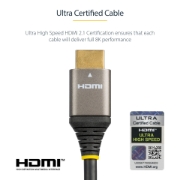 Picture of StarTech.com 10ft (3m) HDMI 2.1 Cable 8K - Certified Ultra High Speed HDMI Cable 48Gbps - 8K 60Hz/4K 120Hz HDR10+ eARC - Ultra HD 8K HDMI Cable - Monitor/TV/Display - Flexible TPE Jacket