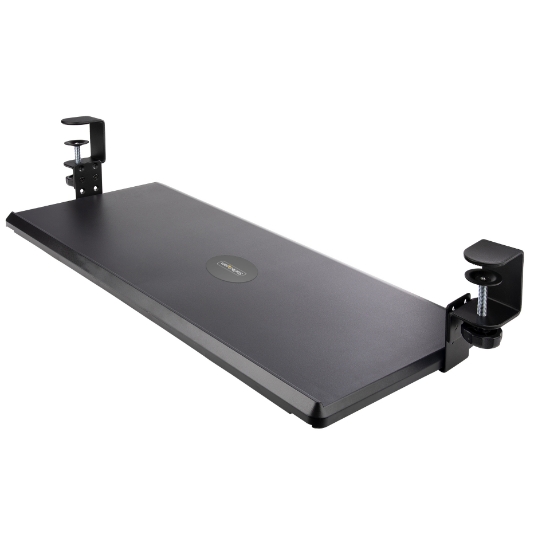Picture of StarTech.com Under-Desk Keyboard Tray, Clamp-on Ergonomic Keyboard Holder, Up to 12kg (26.5lb), Sliding Keyboard and Mouse Drawer with C-Clamps, Height Adjustable Keyboard Tray (3.9/4.7/5.5 in)