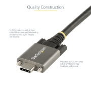 Picture of StarTech.com 3ft (1m) Side Screw Locking USB C Cable 10Gbps - USB-IF Certified USB-C Cable - USB 3.1/3.2 Gen 2 Type-C Cable - 100W (5A) Power Delivery Charging, DP Alt Mode - Dual Screw Lock - USB-C Cord Charge/Sync